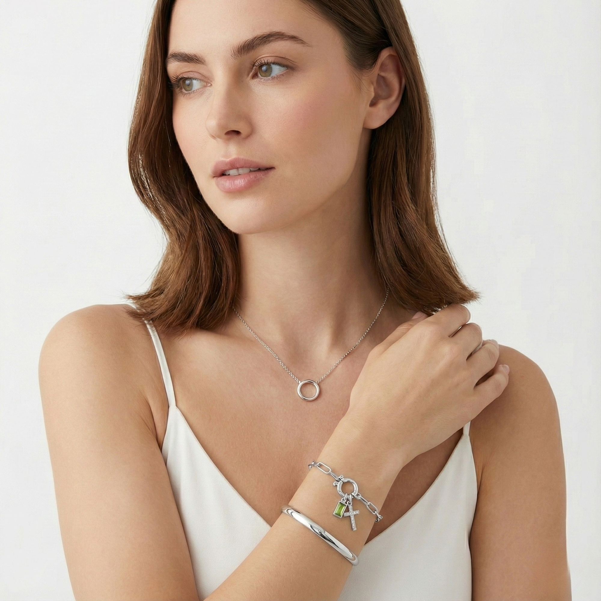 AX Paperclip Armbånd med Fødselsstein og Korsanheng