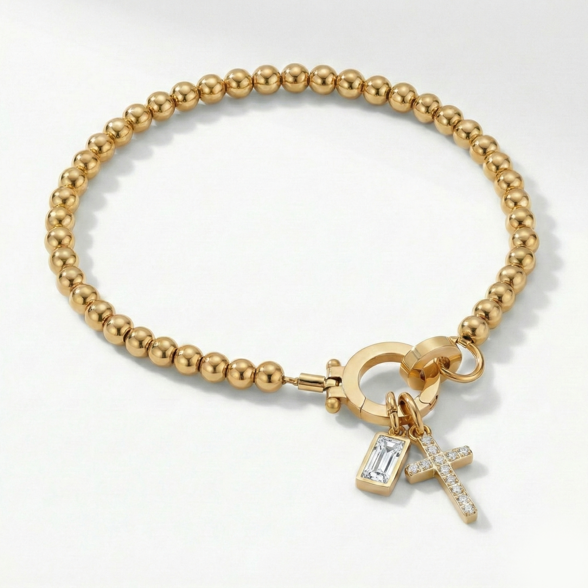 AX Perlearmbånd med Fødselsstein og Korsanheng