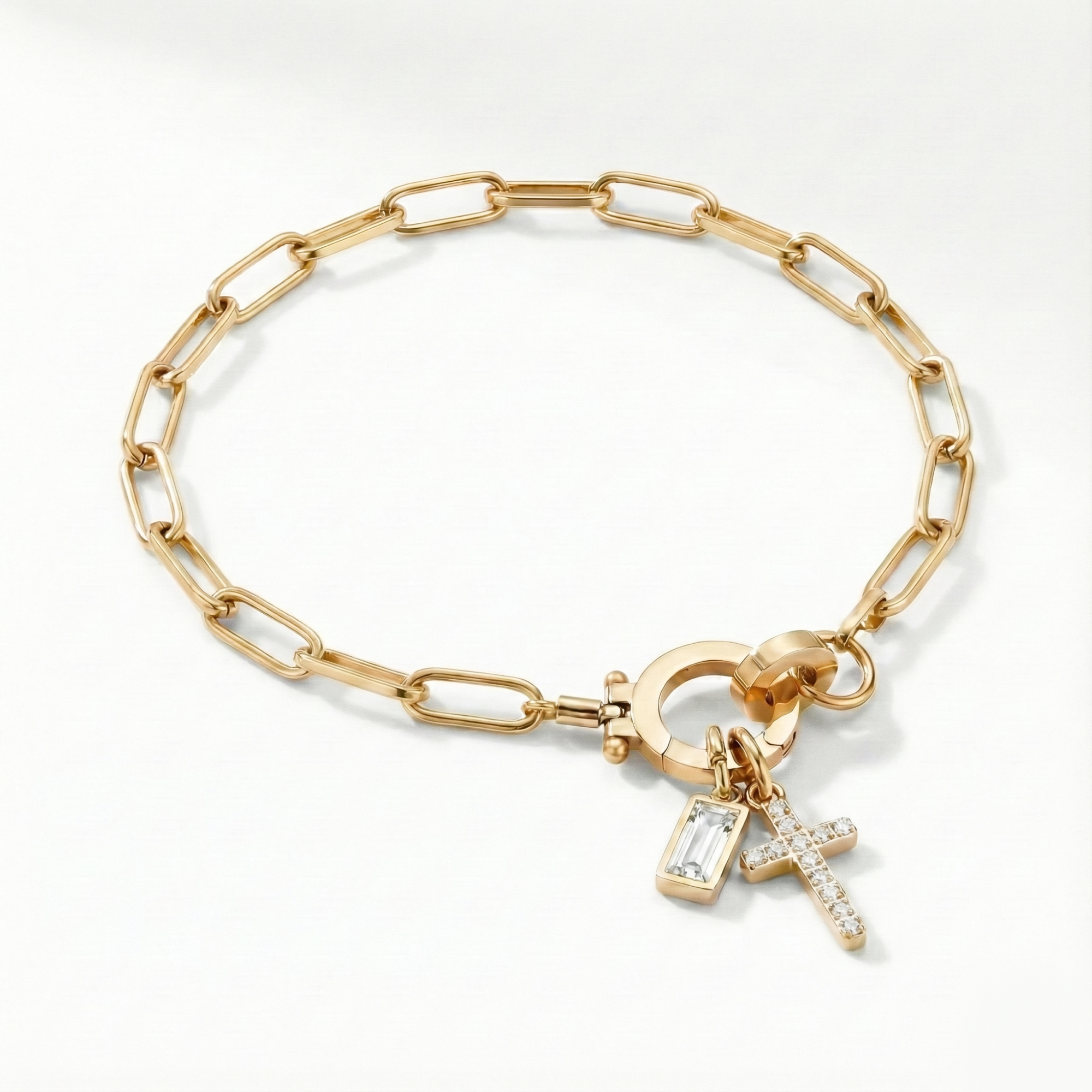 AX Paperclip Armbånd med Fødselsstein og Korsanheng