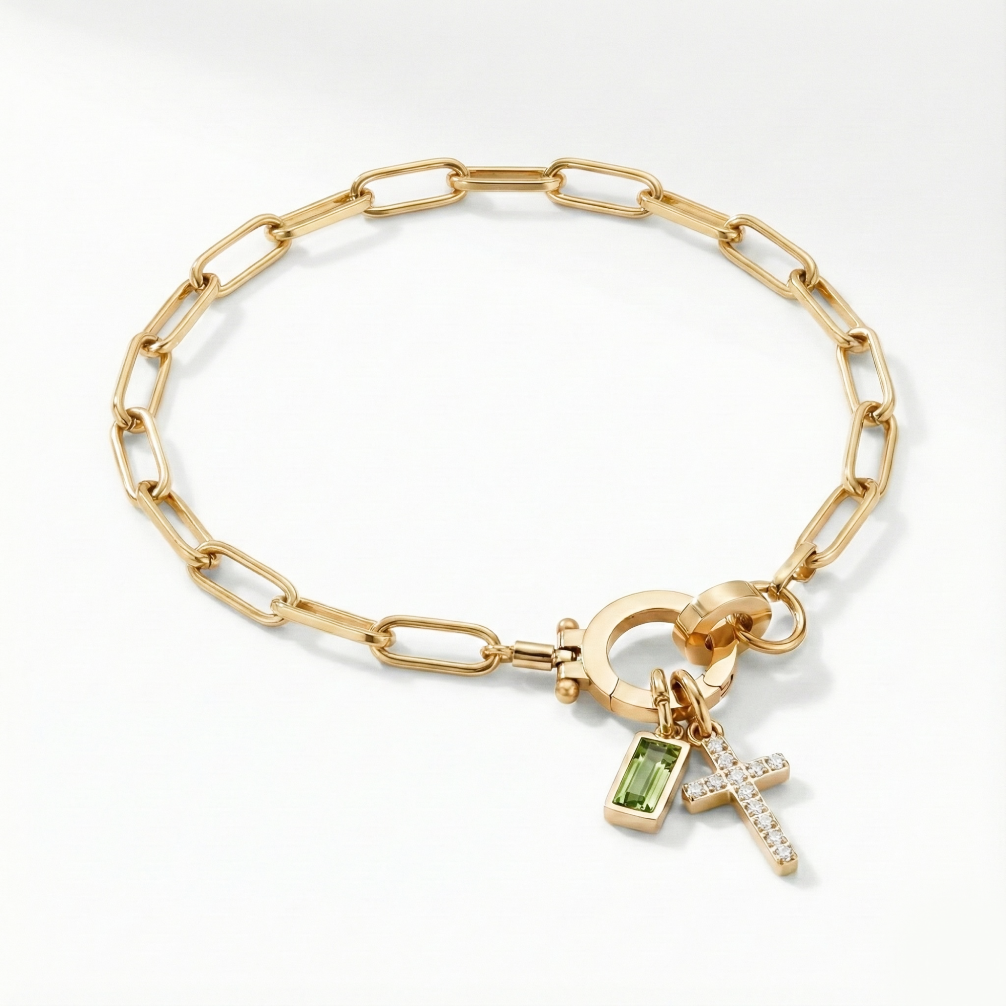 AX Paperclip Armbånd med Fødselsstein og Korsanheng