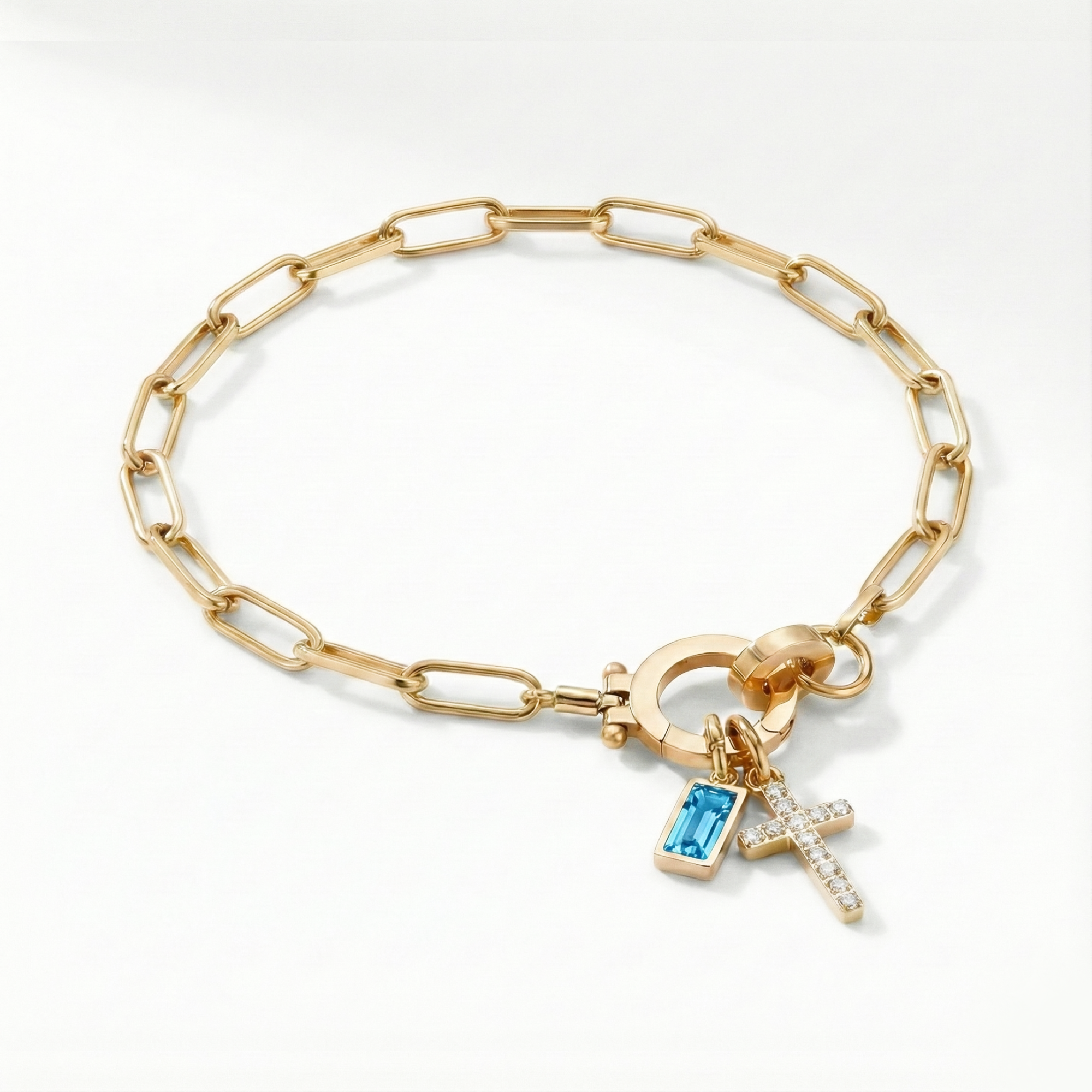 AX Paperclip Armbånd med Fødselsstein og Korsanheng