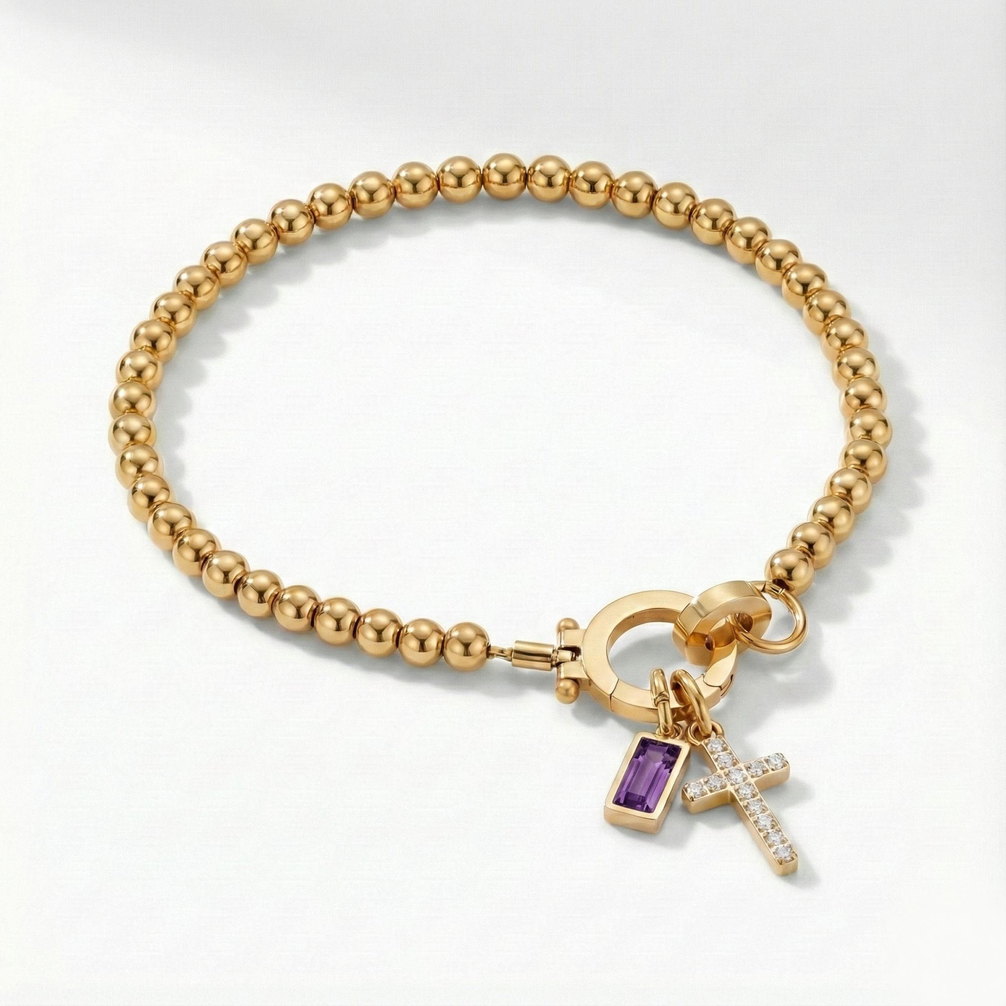 AX Perlearmbånd med Fødselsstein og Korsanheng