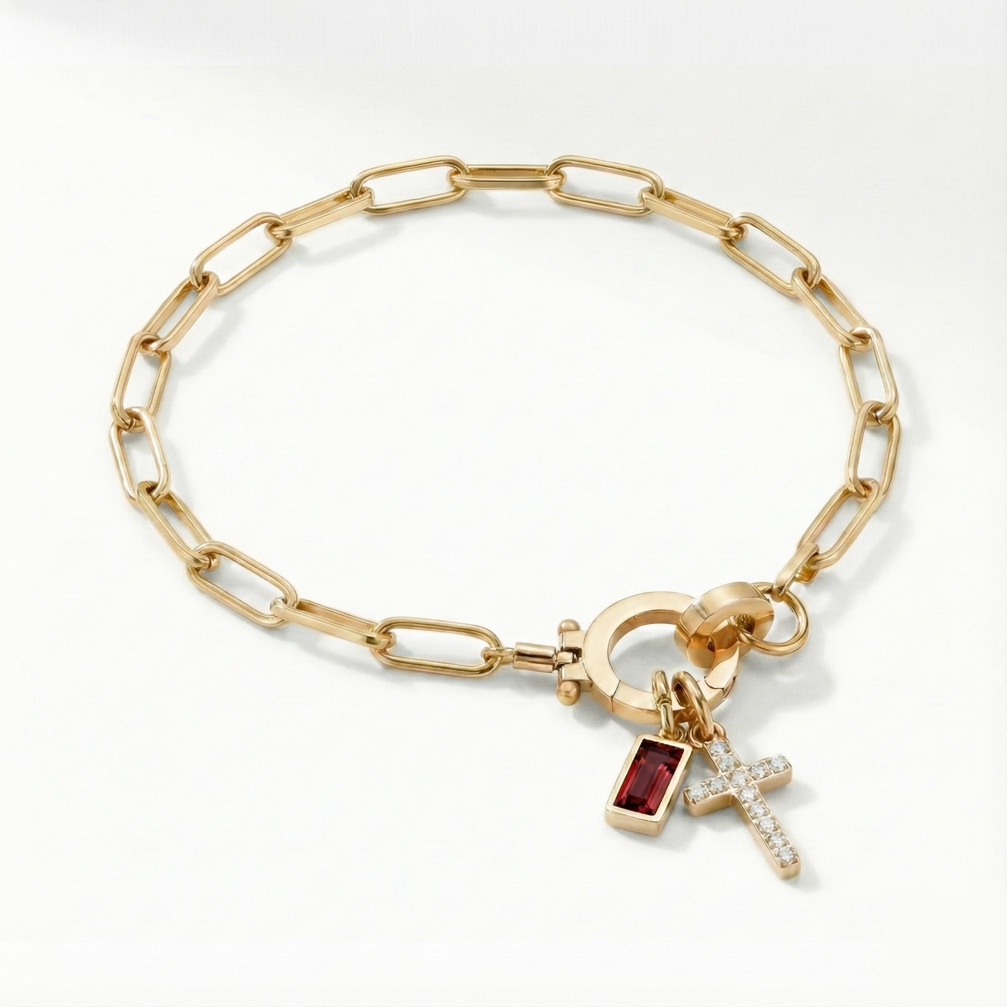 AX Paperclip Armbånd med Fødselsstein og Korsanheng