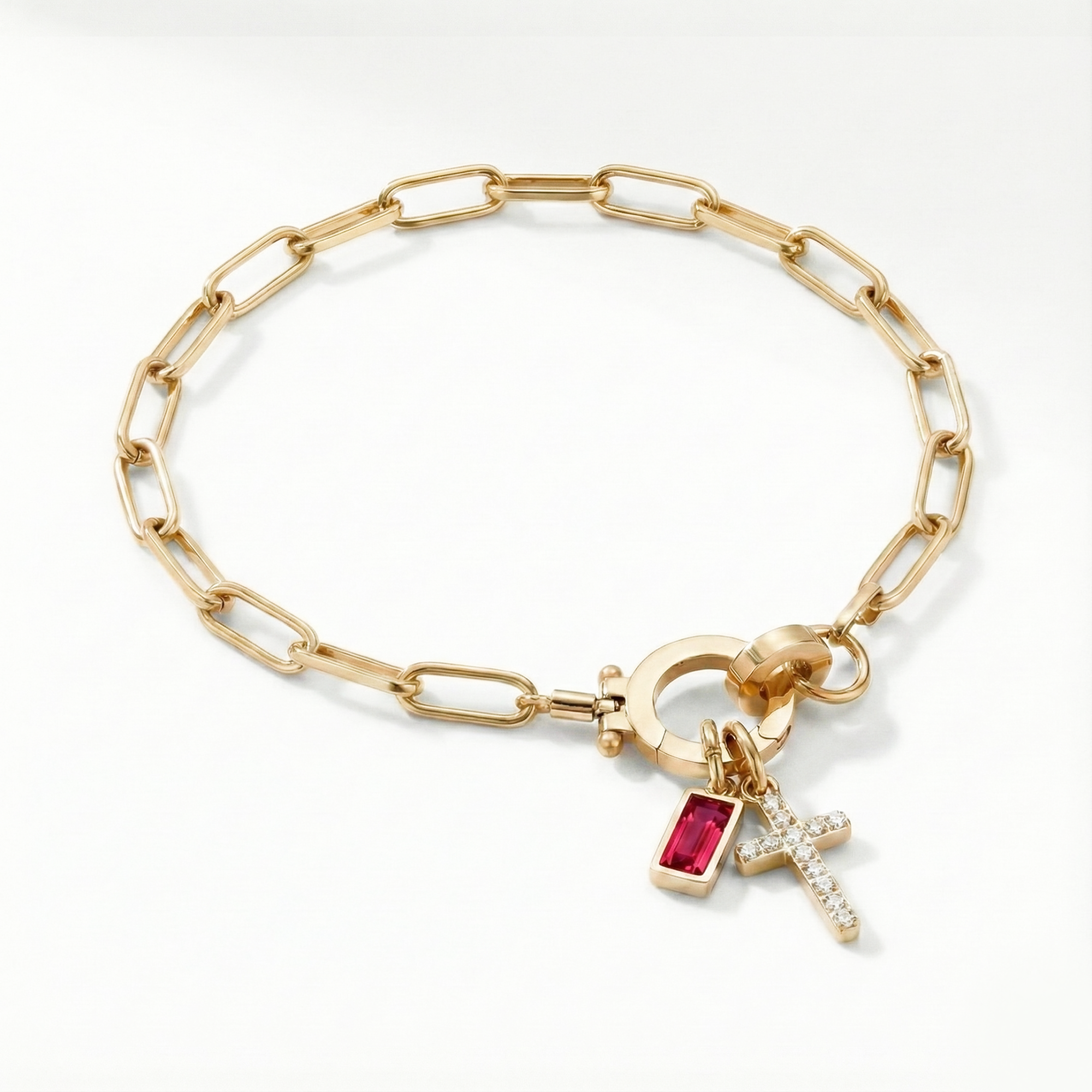 AX Paperclip Armbånd med Fødselsstein og Korsanheng