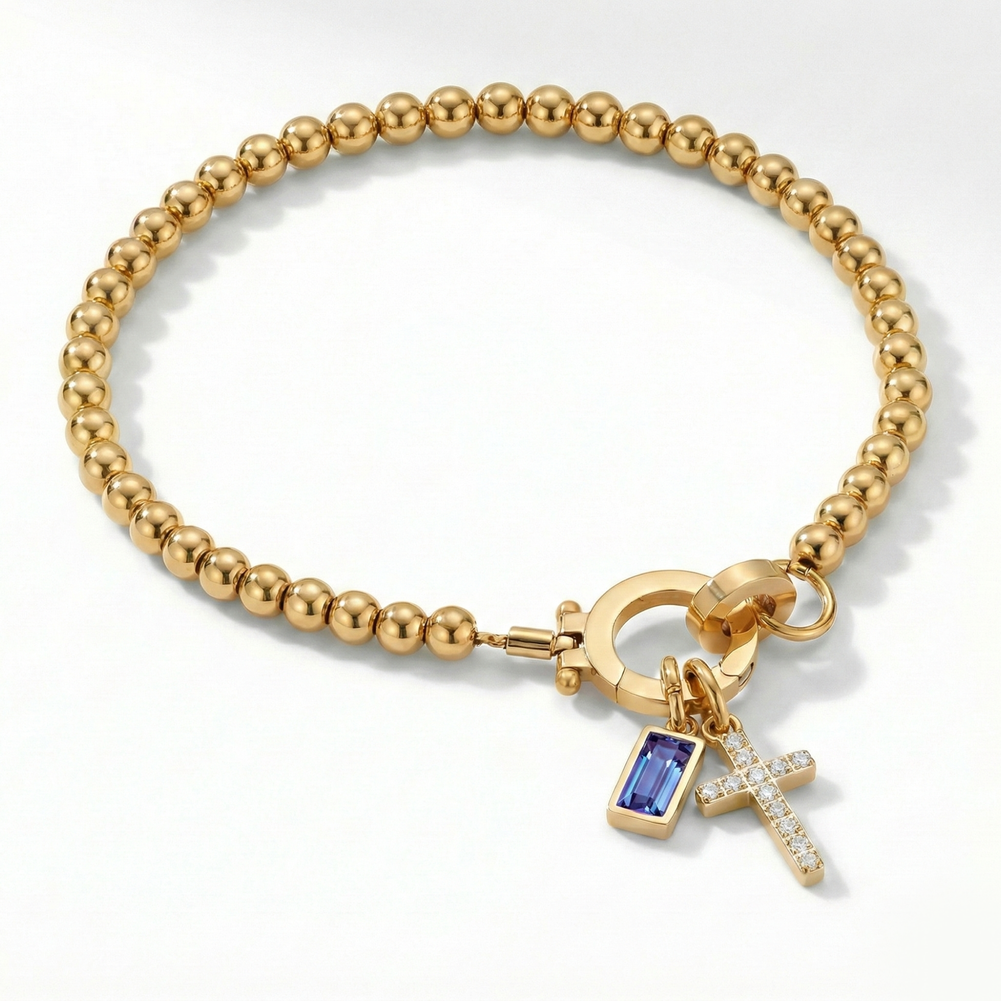 AX Perlearmbånd med Fødselsstein og Korsanheng