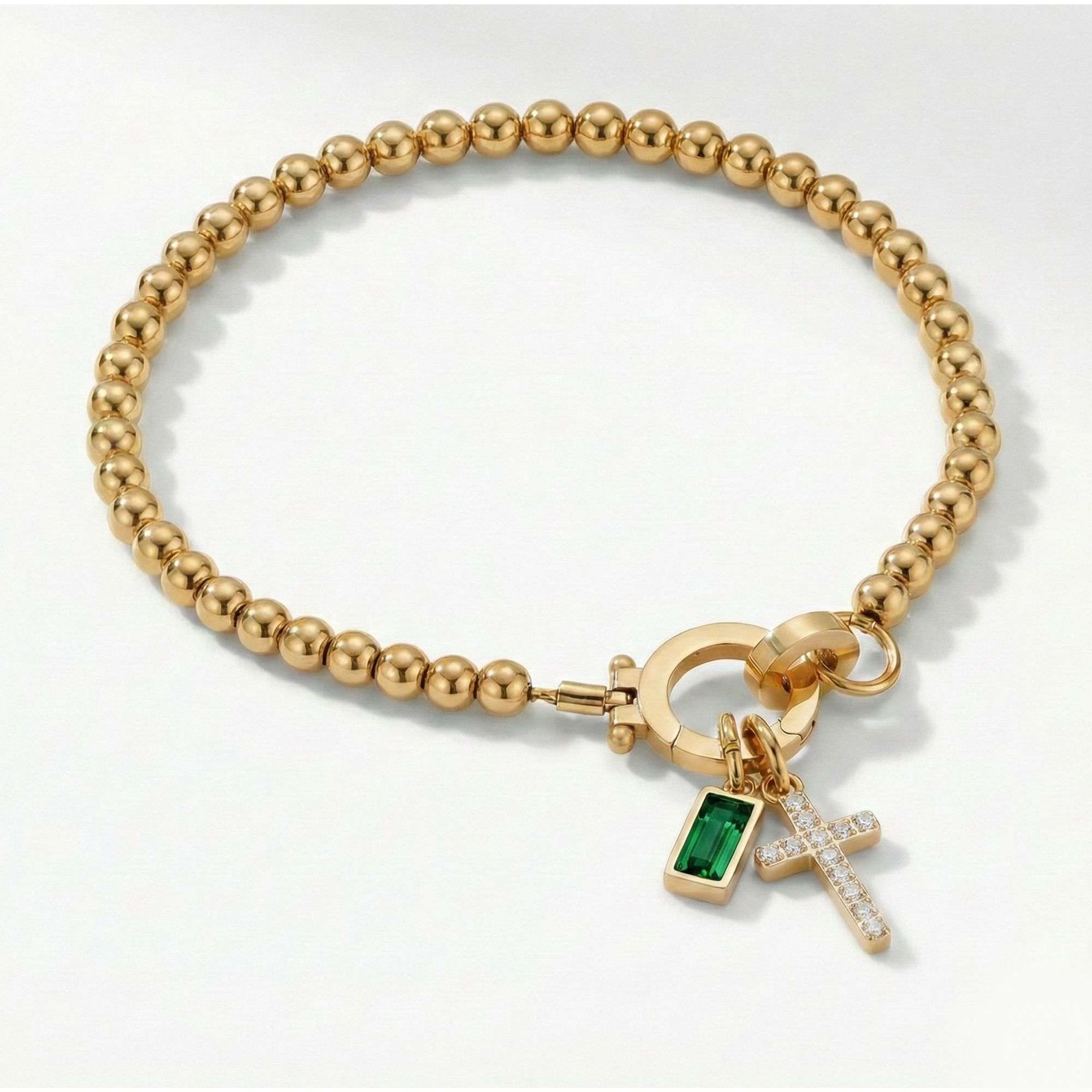 AX Perlearmbånd med Fødselsstein og Korsanheng