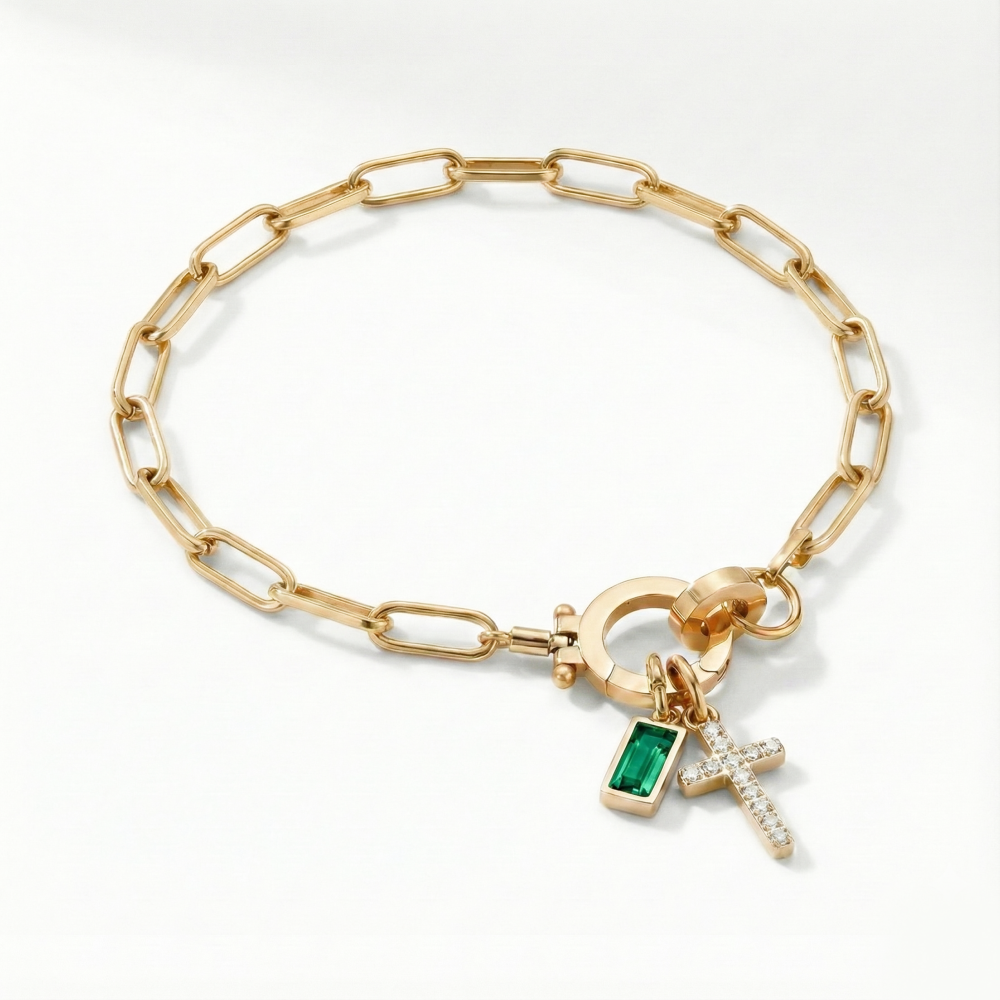 AX Paperclip Armbånd med Fødselsstein og Korsanheng