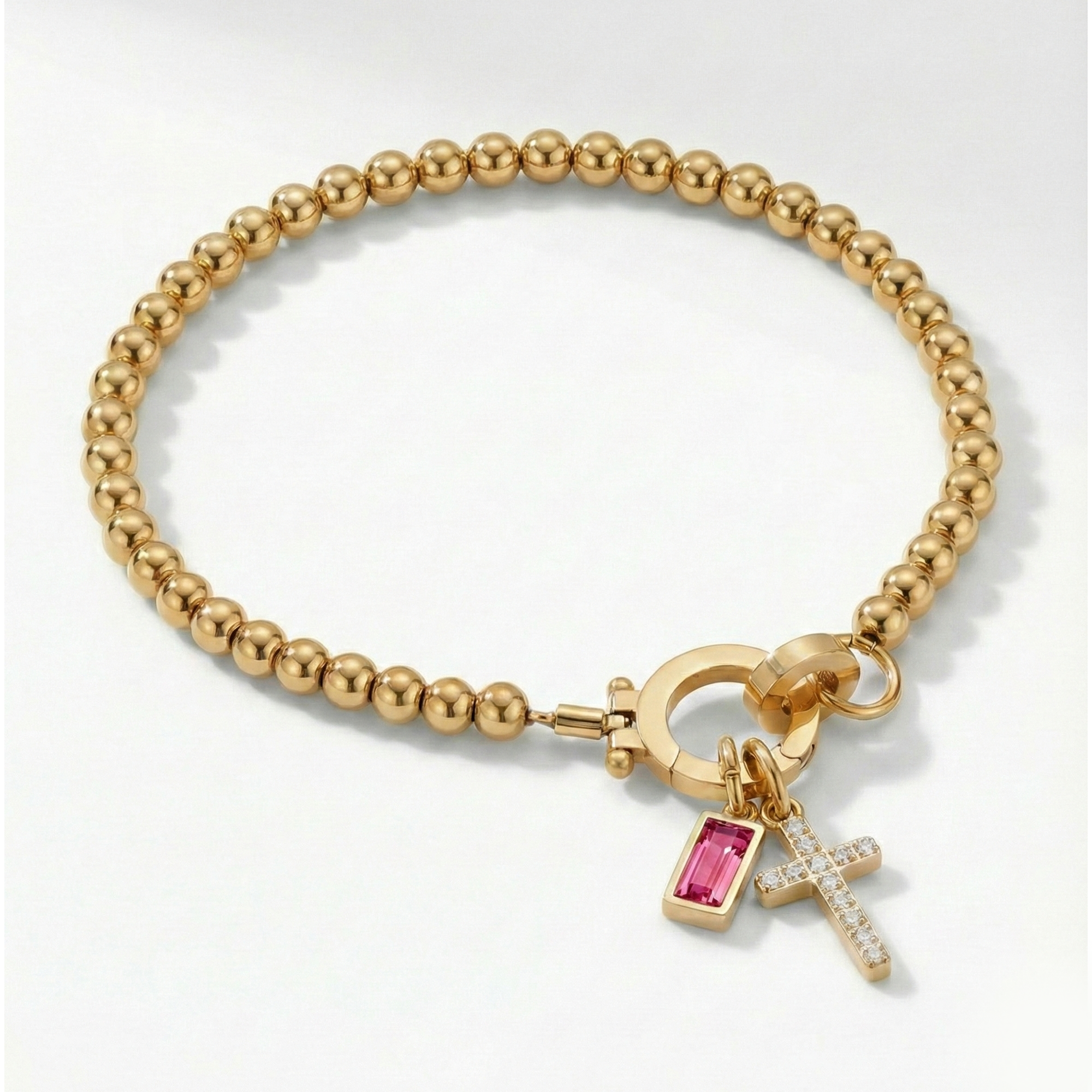 AX Perlearmbånd med Fødselsstein og Korsanheng