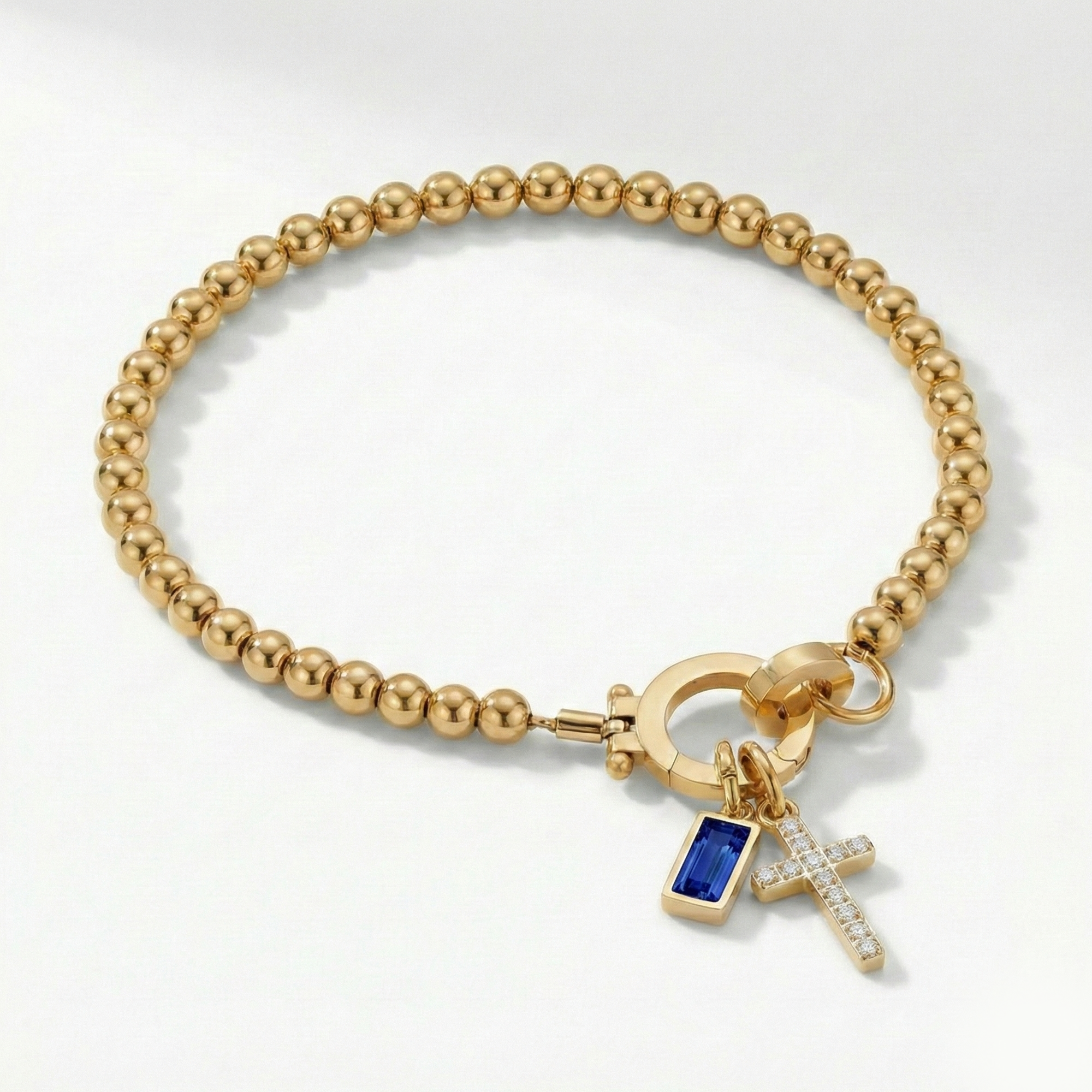 AX Perlearmbånd med Fødselsstein og Korsanheng