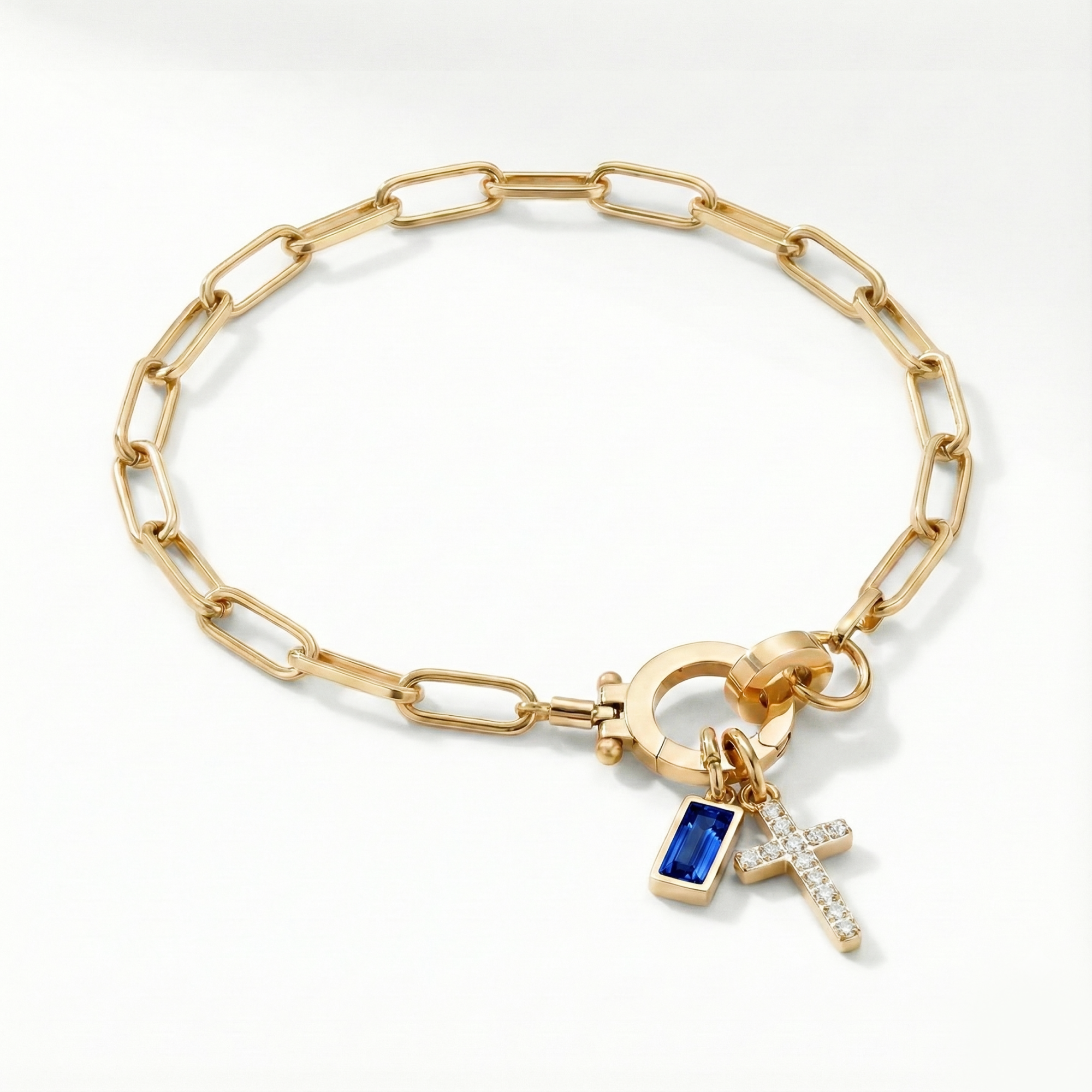 AX Paperclip Armbånd med Fødselsstein og Korsanheng