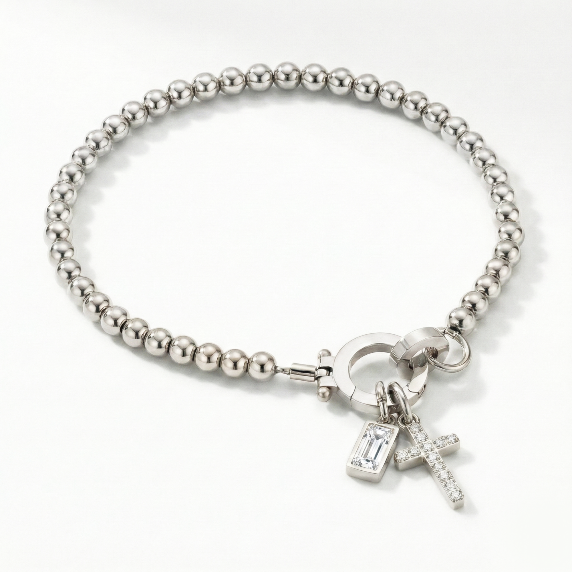 AX Perlearmbånd med Fødselsstein og Korsanheng