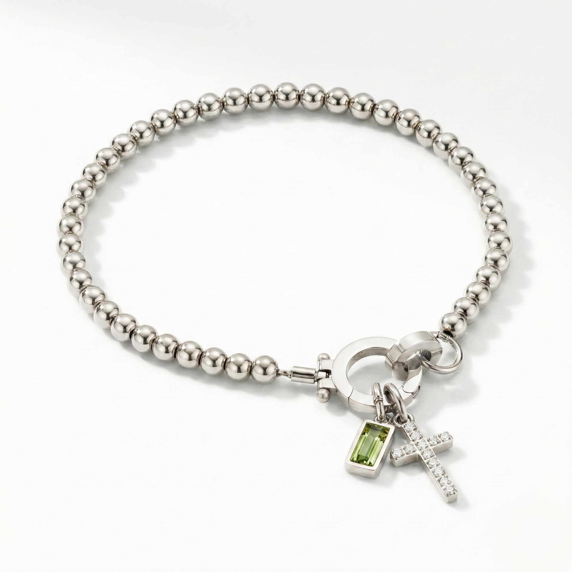 AX Perlearmbånd med Fødselsstein og Korsanheng
