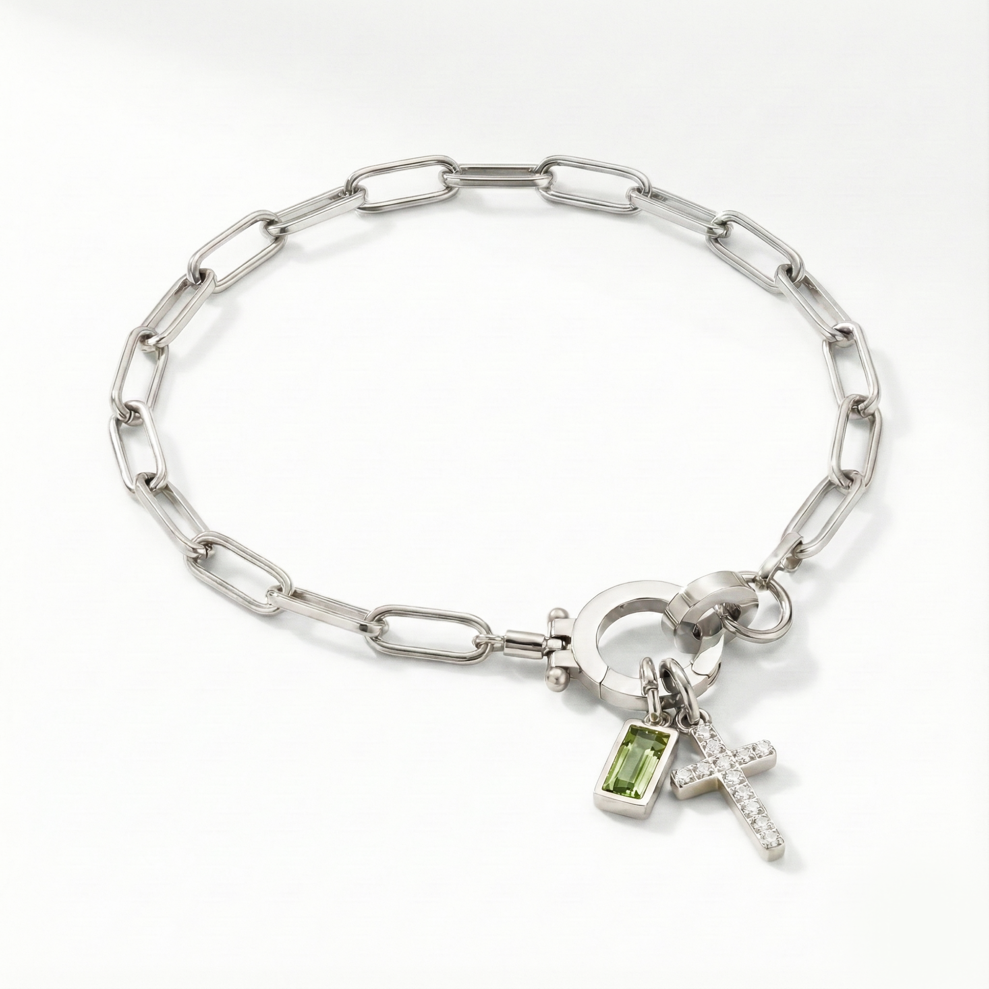 AX Paperclip Armbånd med Fødselsstein og Korsanheng