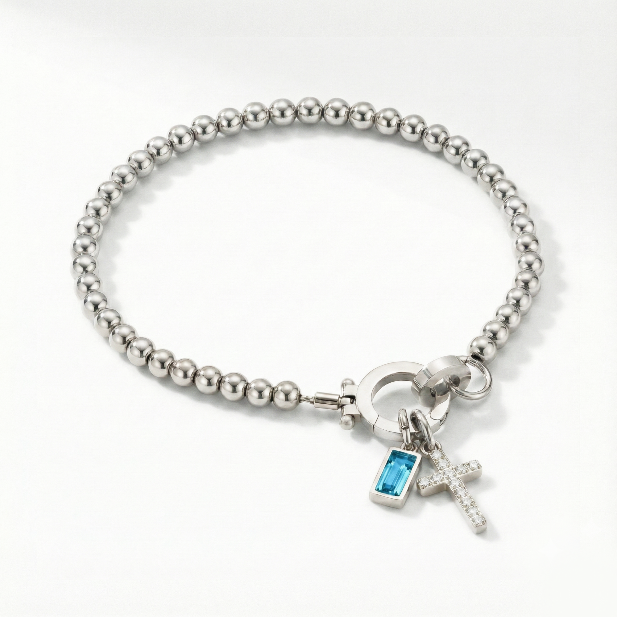 AX Perlearmbånd med Fødselsstein og Korsanheng