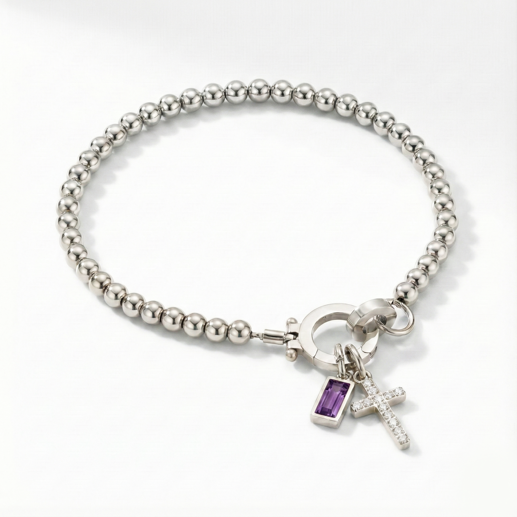 AX Perlearmbånd med Fødselsstein og Korsanheng
