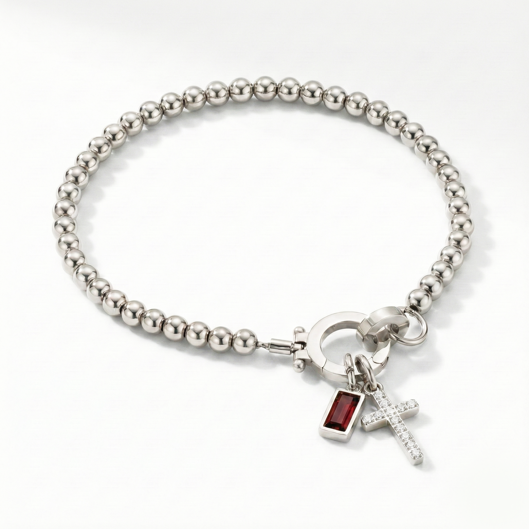 AX Perlearmbånd med Fødselsstein og Korsanheng