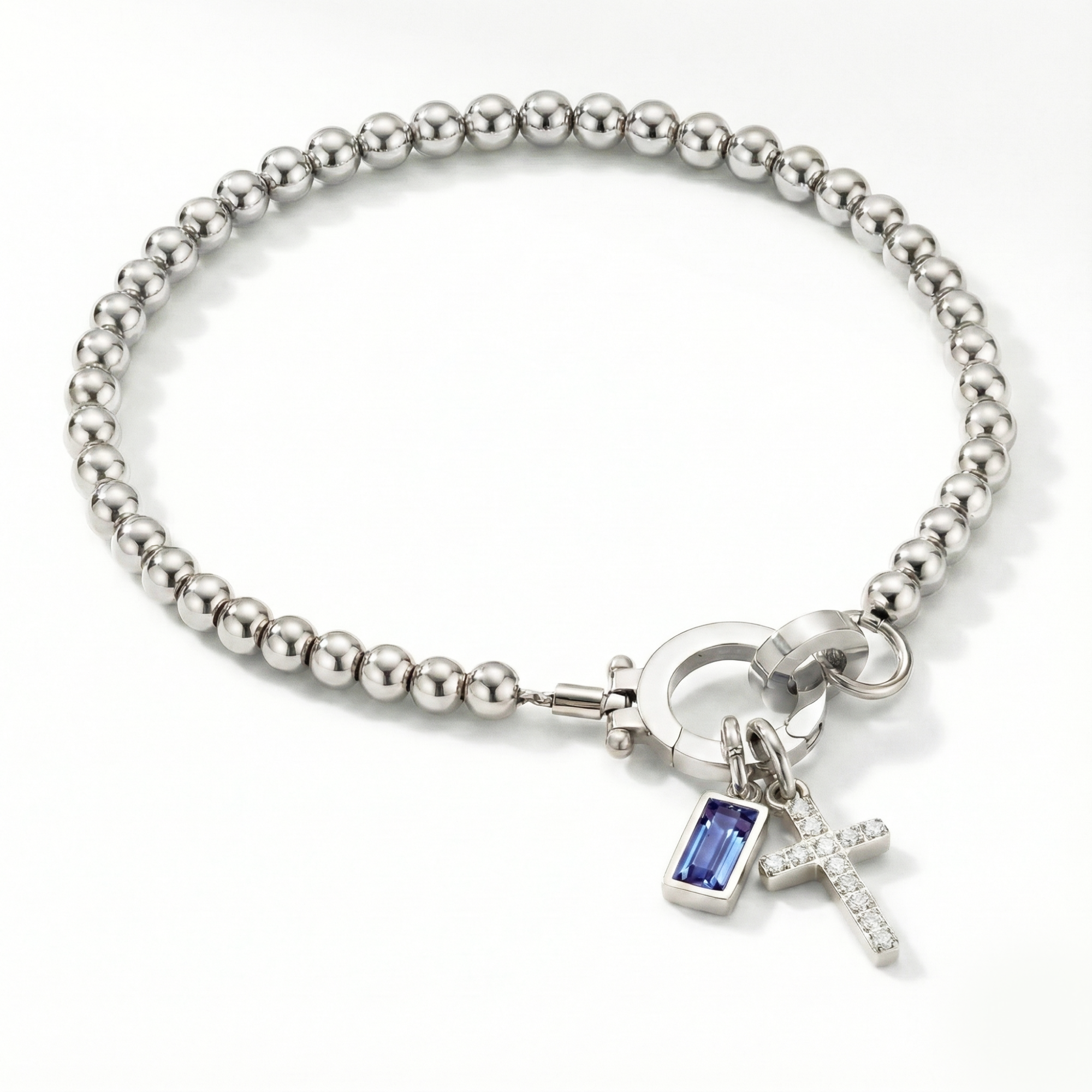 AX Perlearmbånd med Fødselsstein og Korsanheng