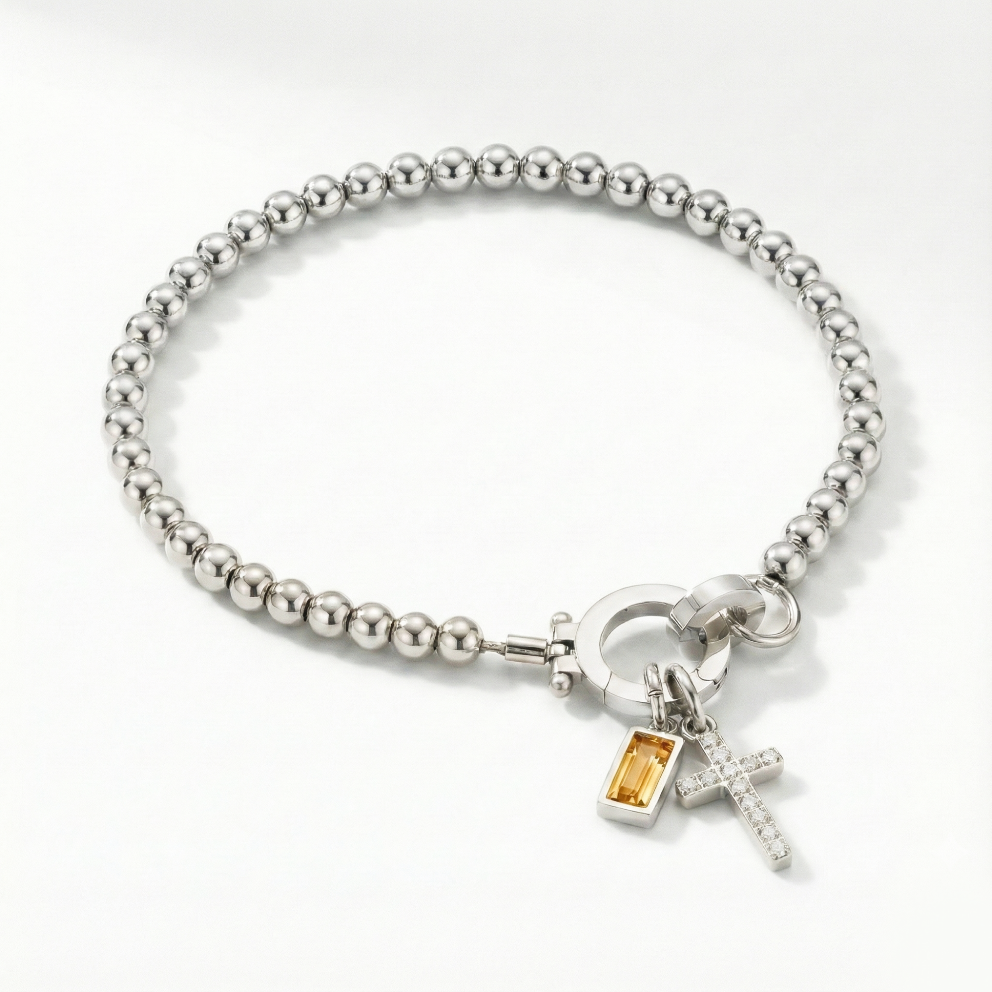 AX Perlearmbånd med Fødselsstein og Korsanheng