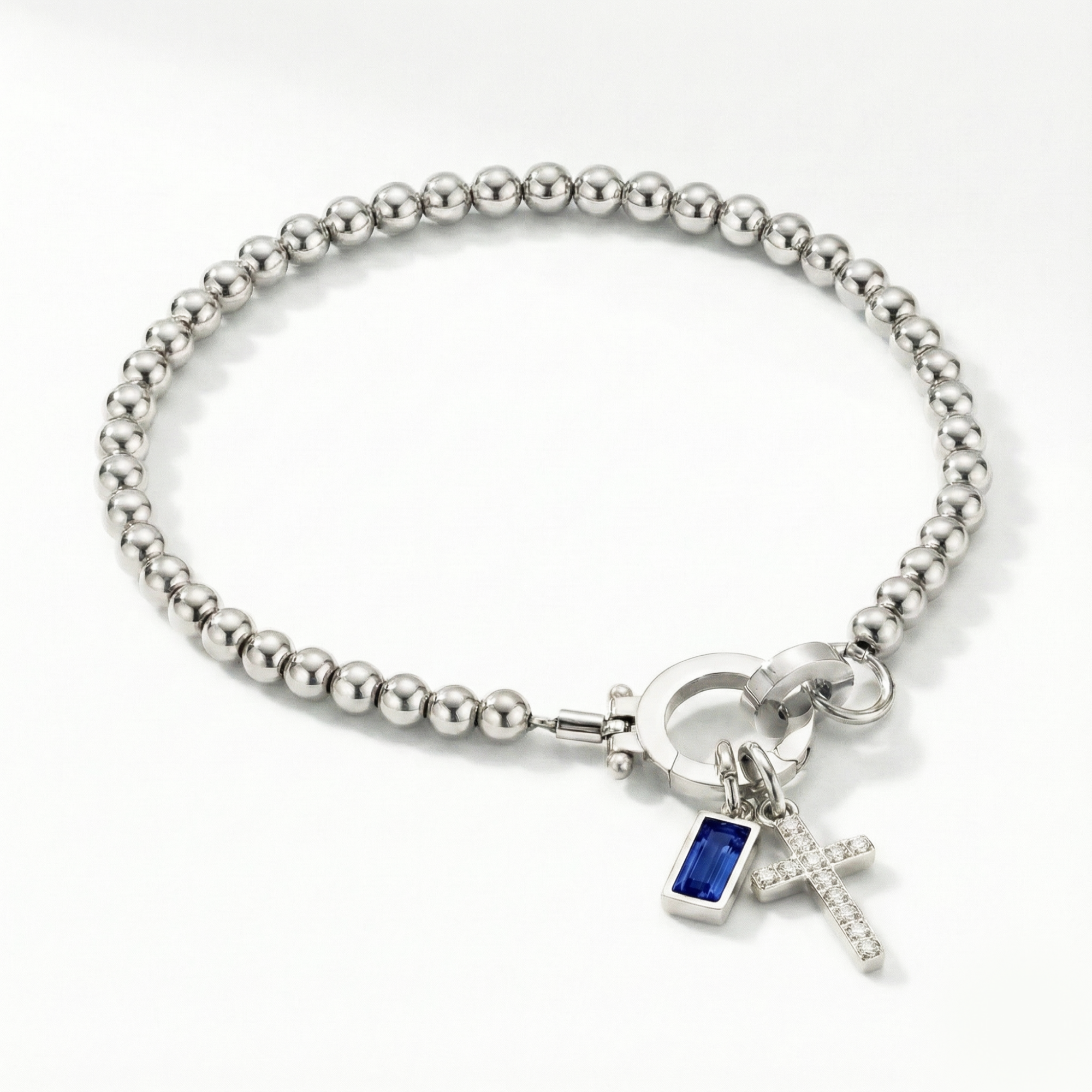 AX Perlearmbånd med Fødselsstein og Korsanheng