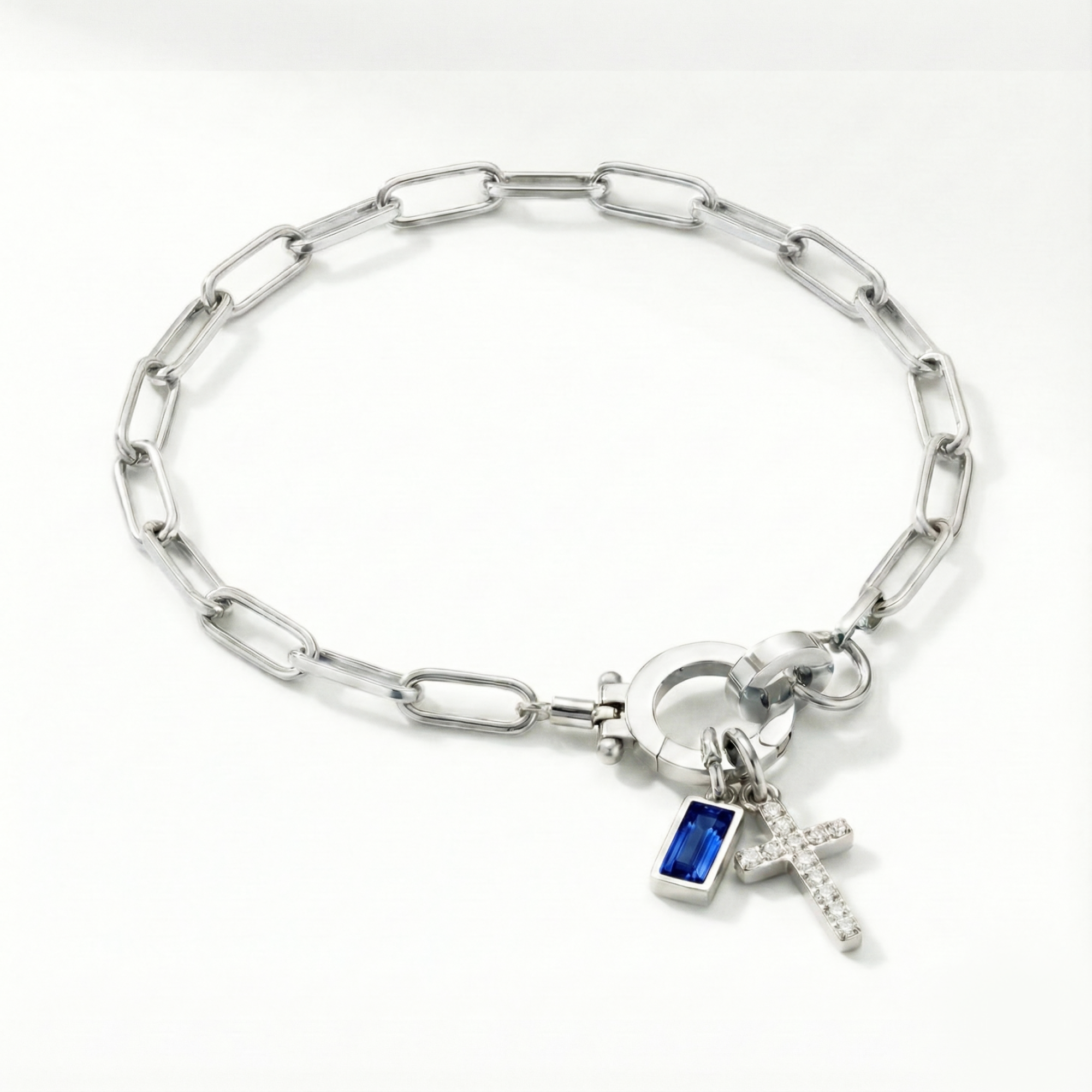 AX Paperclip Armbånd med Fødselsstein og Korsanheng